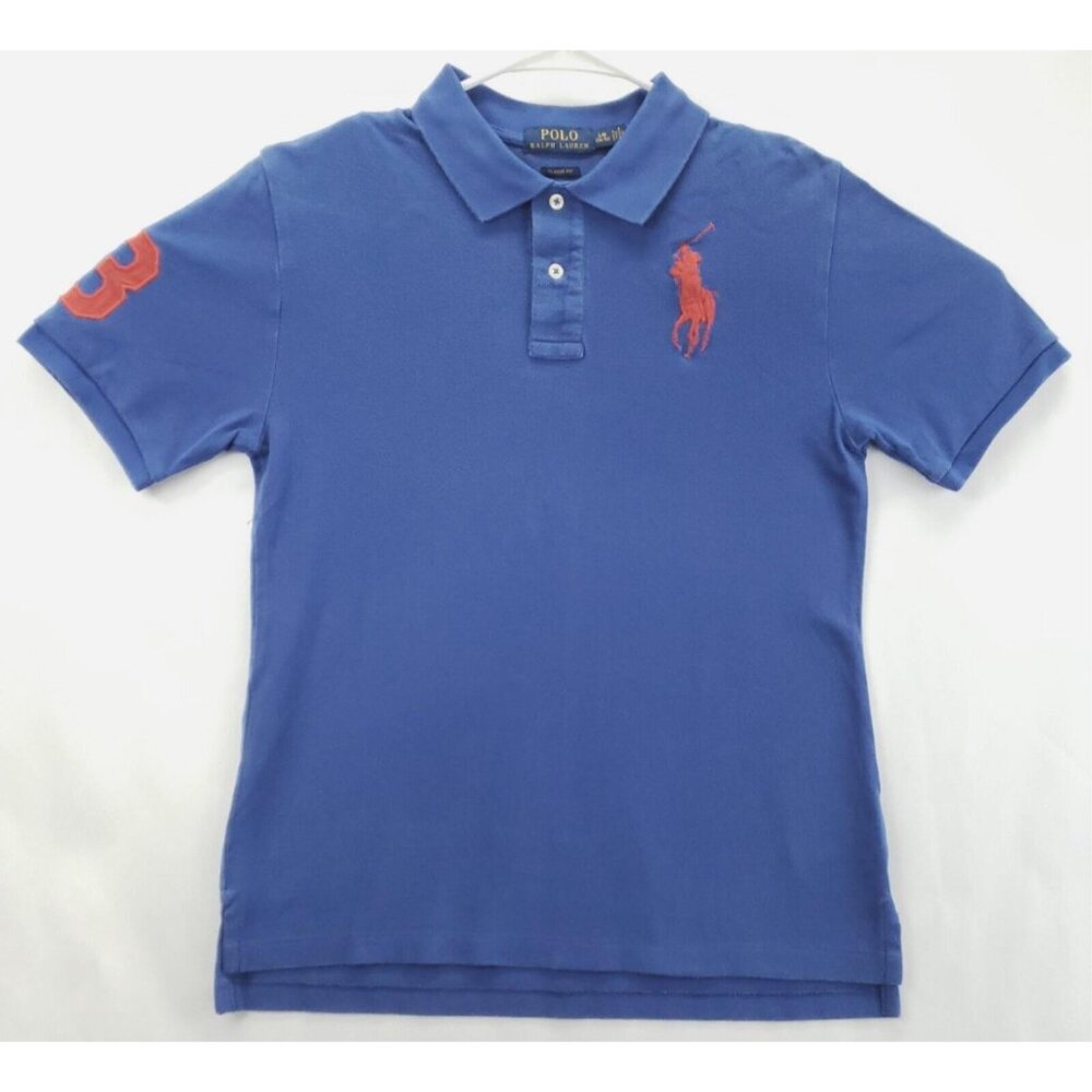 Polo Ralph Lauren Polo Shirt Boys Large 14-16 Blue Cotton Big Pony 3 Classic Fit